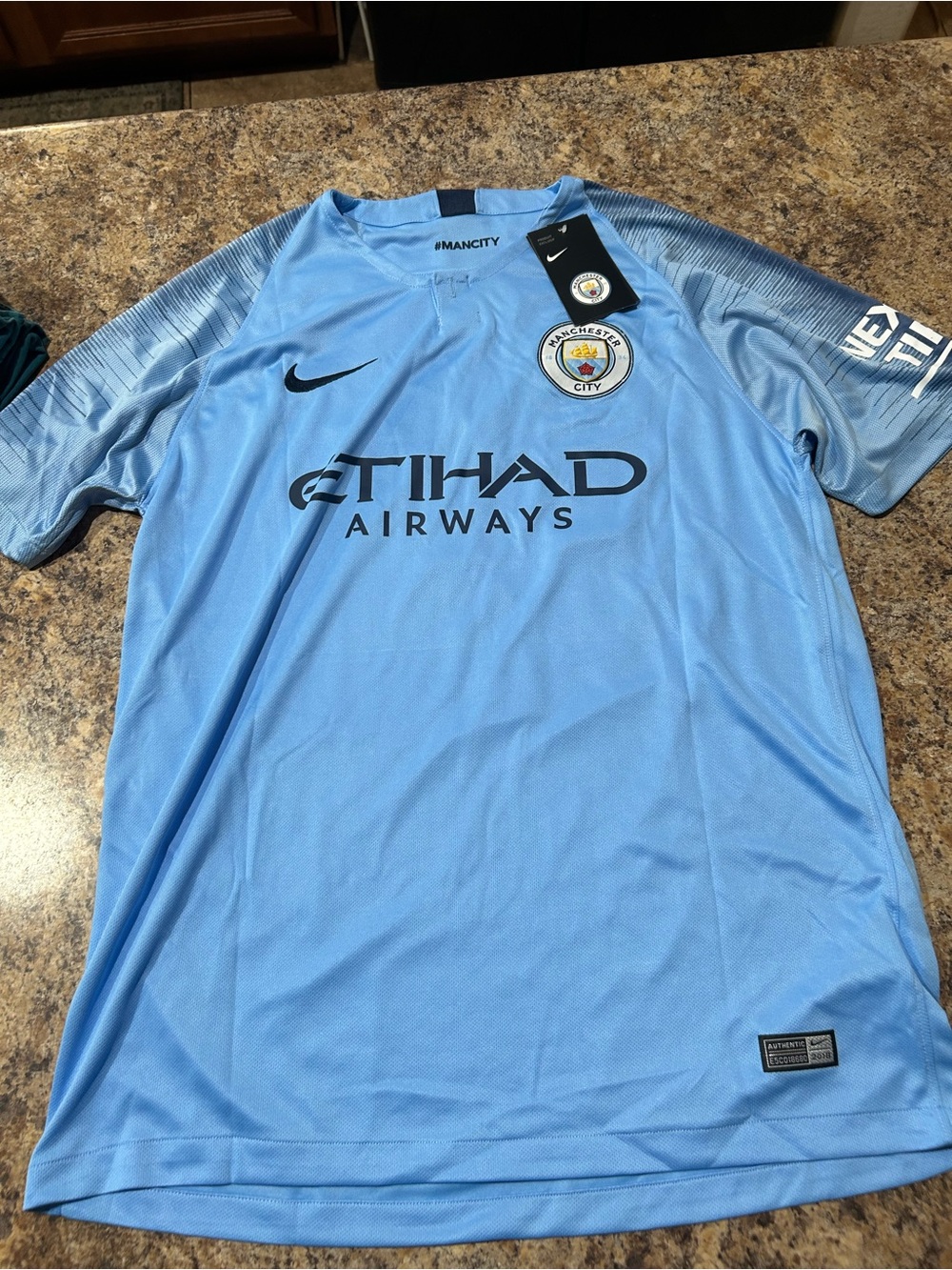 Nike Manchester City Light Blue Men's Football Jersey with Etihad Logo